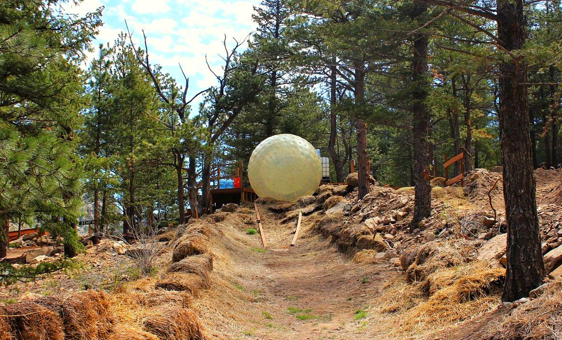 zorbing ball on the special mountain track at Lawson Adventure Park location, Colorado, USA